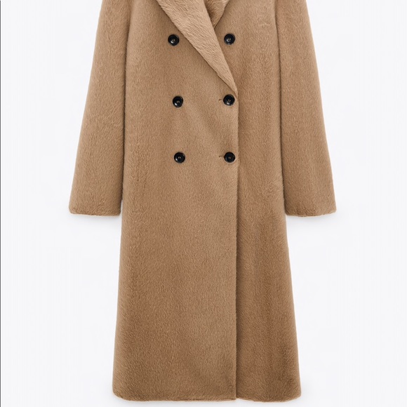 Zara Faux Fur Wrap Double Breasted Coat Jacket - Picture 12 of 14